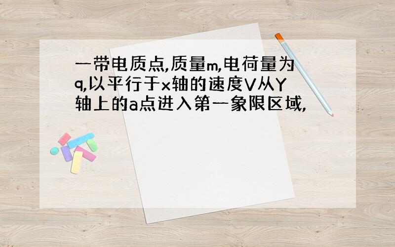 一带电质点,质量m,电荷量为q,以平行于x轴的速度V从Y轴上的a点进入第一象限区域,