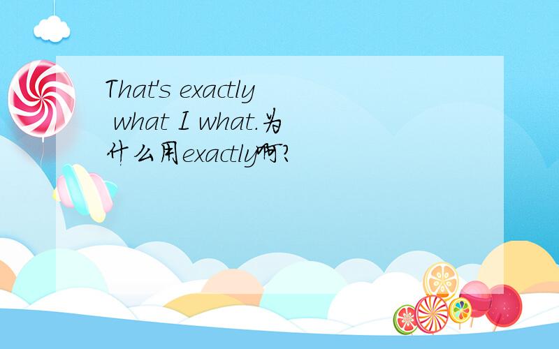 That's exactly what I what.为什么用exactly啊?