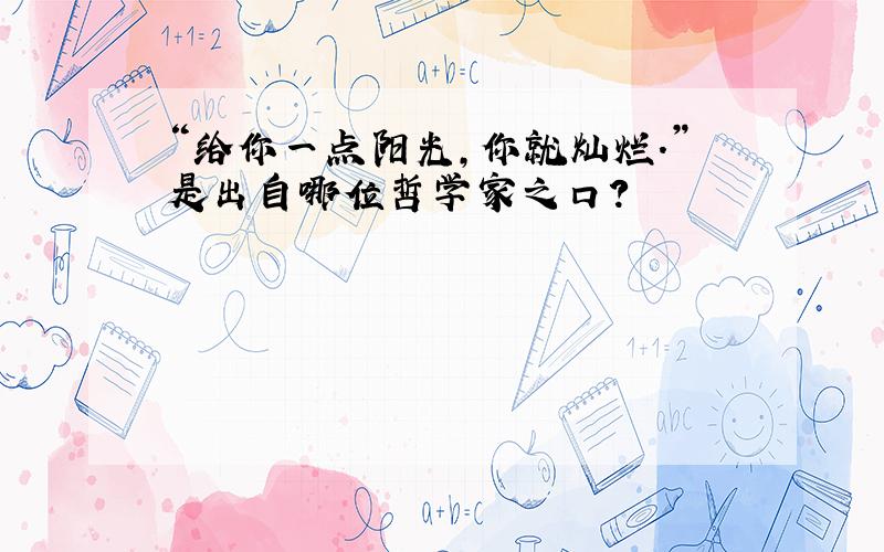 “给你一点阳光,你就灿烂.”是出自哪位哲学家之口?