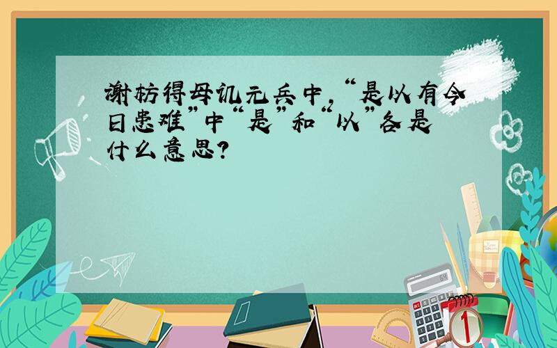 谢枋得母讥元兵中,“是以有今日患难”中“是”和“以”各是什么意思?