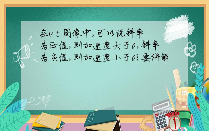 在v t 图像中,可以说斜率为正值,则加速度大于0,斜率为负值,则加速度小于0?要讲解