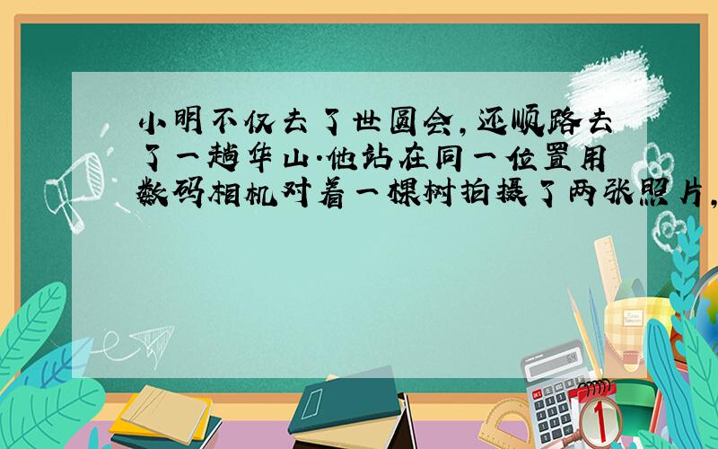 小明不仅去了世圆会,还顺路去了一趟华山.他站在同一位置用数码相机对着一棵树拍摄了两张照片,他产生了这样的疑问:物体通过凸