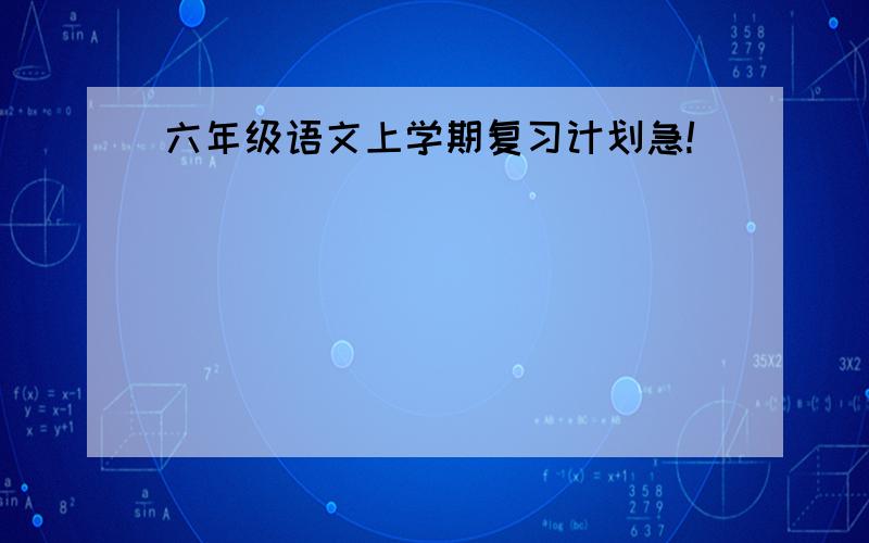 六年级语文上学期复习计划急!