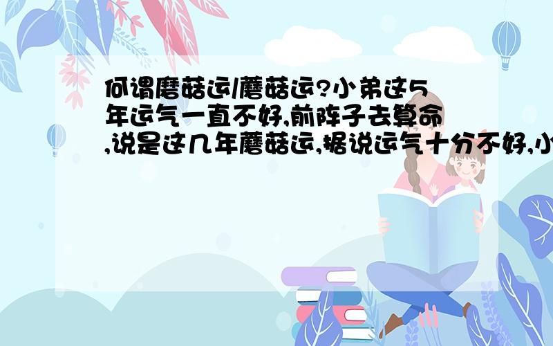 何谓磨菇运/蘑菇运?小弟这5年运气一直不好,前阵子去算命,说是这几年蘑菇运,据说运气十分不好,小弟倾囊感谢····