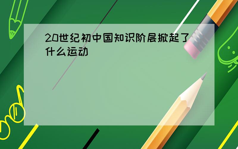 20世纪初中国知识阶层掀起了什么运动