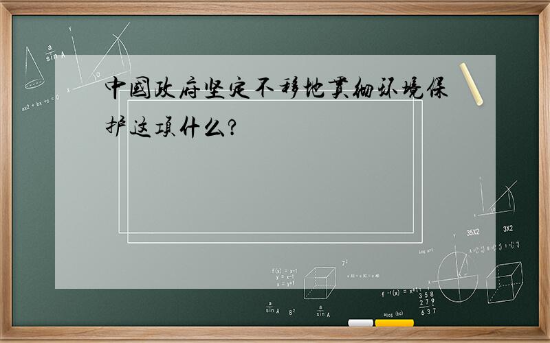 中国政府坚定不移地贯彻环境保护这项什么?