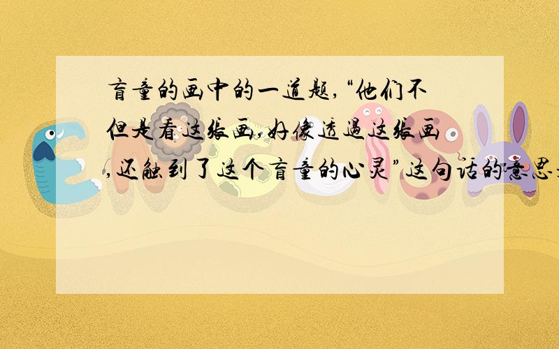 盲童的画中的一道题,“他们不但是看这张画,好像透过这张画,还触到了这个盲童的心灵”这句话的意思是什么