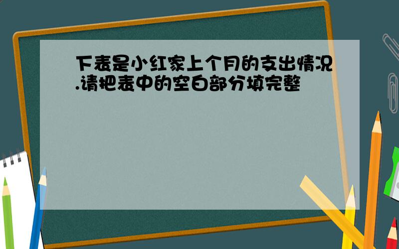 下表是小红家上个月的支出情况.请把表中的空白部分填完整