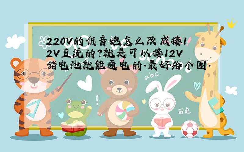 220V的低音炮怎么改成接12V直流的?就是可以接12V储电池就能通电的.最好给个图.