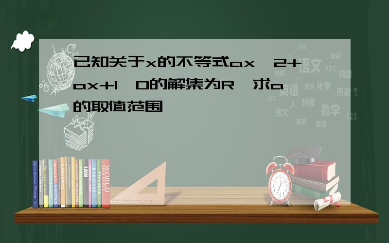 已知关于x的不等式ax^2+ax+1>0的解集为R,求a的取值范围