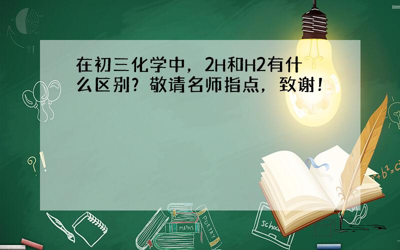 在初三化学中，2H和H2有什么区别？敬请名师指点，致谢！