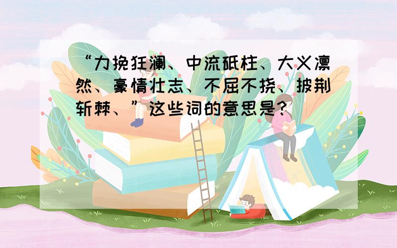 “力挽狂澜、中流砥柱、大义凛然、豪情壮志、不屈不挠、披荆斩棘、”这些词的意思是?