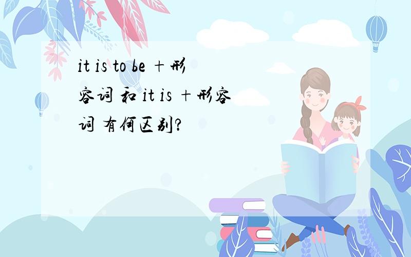 it is to be +形容词 和 it is +形容词 有何区别?