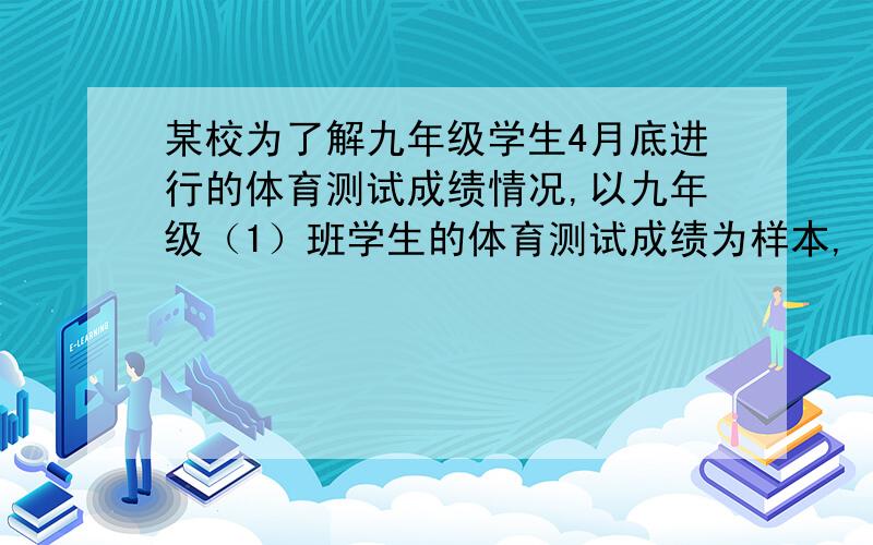 某校为了解九年级学生4月底进行的体育测试成绩情况,以九年级（1）班学生的体育测试成绩为样本,