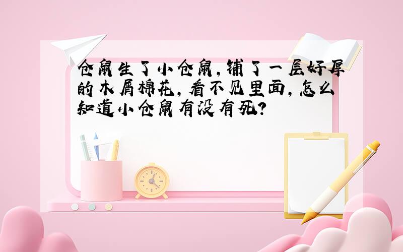 仓鼠生了小仓鼠,铺了一层好厚的木屑棉花,看不见里面,怎么知道小仓鼠有没有死?