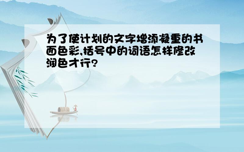 为了使计划的文字增添凝重的书面色彩,括号中的词语怎样修改润色才行?