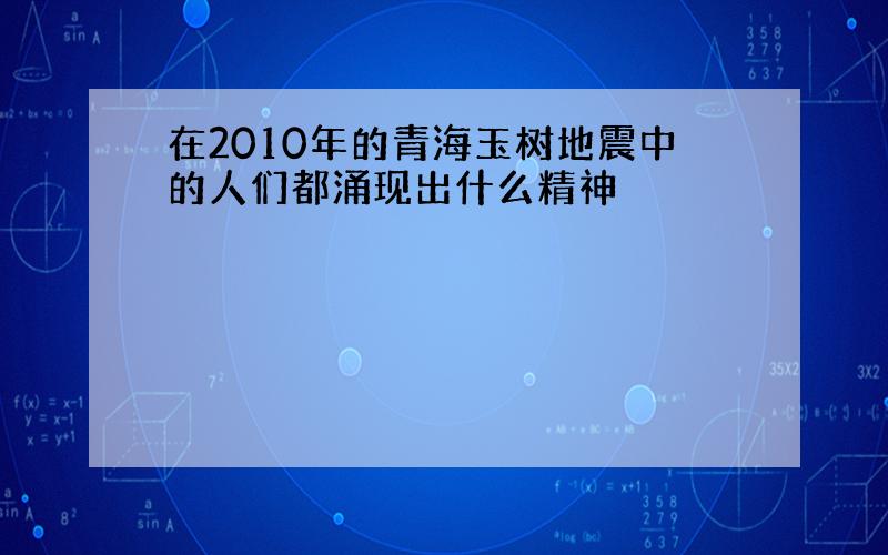 在2010年的青海玉树地震中的人们都涌现出什么精神