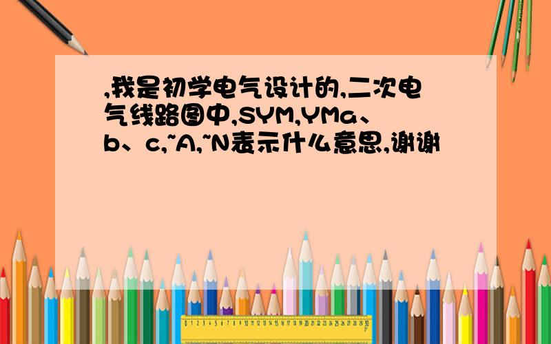 ,我是初学电气设计的,二次电气线路图中,SYM,YMa、b、c,~A,~N表示什么意思,谢谢