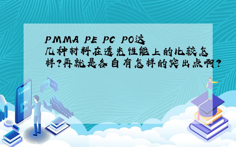 PMMA PE PC PO这几种材料在透光性能上的比较怎样?再就是各自有怎样的突出点啊?